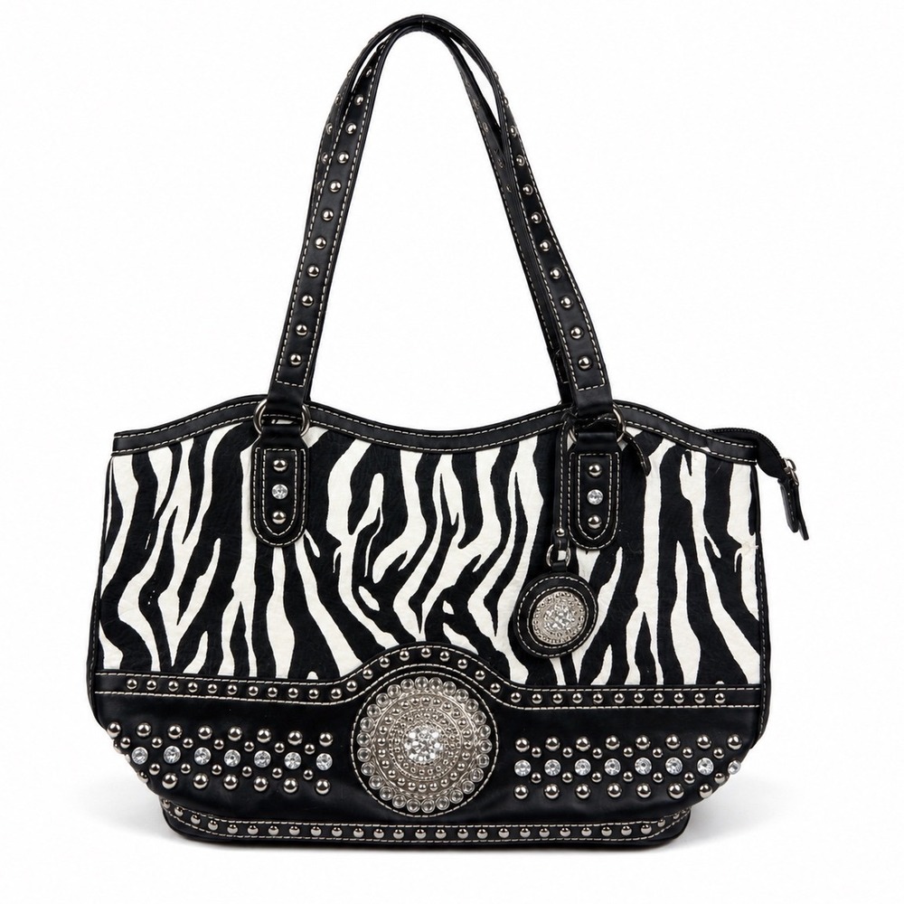 Blazin Roxx Vintage Y2K Zebra Print Western Studded Shoulder Bag Purse